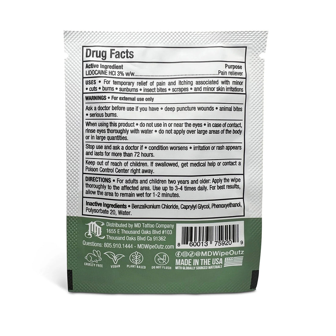 Wipe Outz™ Numbing Tattoo Wipes — Lidocaine Infused