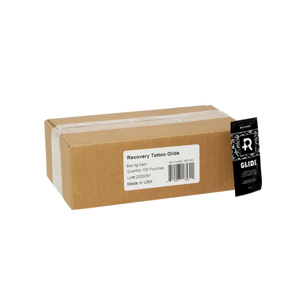 Recovery Tattoo Glide — 5g Pouch - Case of 100 - Ultimate Tattoo SupplyRecovery Tattoo Glide — 5g Pouch - Case of 100